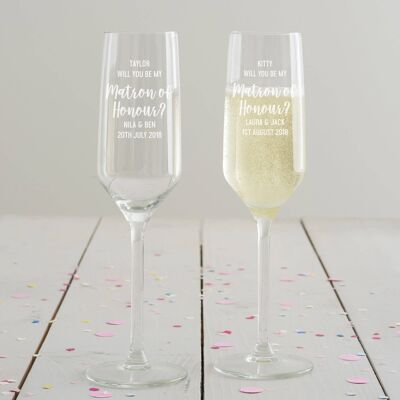 Personalised ‘Be My Matron Of Honour?’ Glass