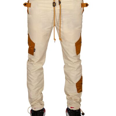 Frosty Nylon Track Cargo Windbreaker Pants - Chardonnay Khaki