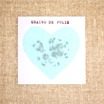 Carte postale coeur tissu organdi et lavande 1