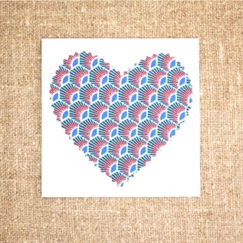 Carte postale coeur tissu coton 4
