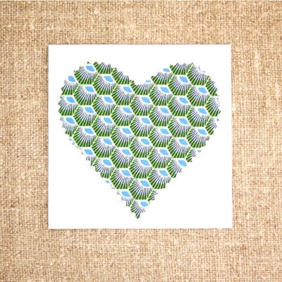 Cotton fabric heart postcard