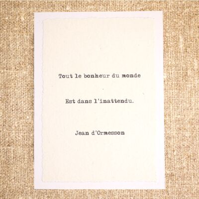 Carte postale citation Jean d'Ormesson