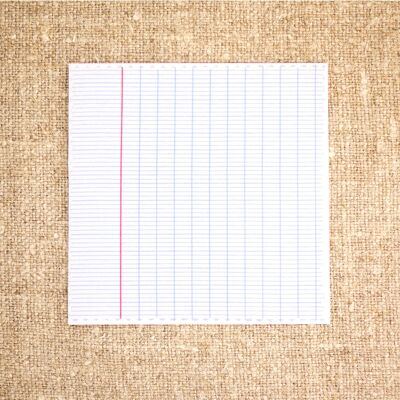 Carte postale avec tissu motif cahier écolier