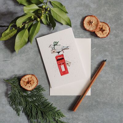 Cartolina d'auguri di Natale dell'acquerello della colomba