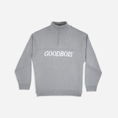 GOODBOIS - MARKENZEICHEN STRICK HALFZIP GRAU