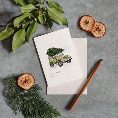 Driving Home for Christmas Watercolour Greetings Card