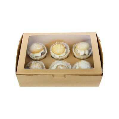 Brown Kraft with Plastic Window Cupcake Box - Pack of 12