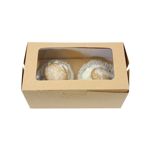 Brown Kraft with Plastic Window Cupcake Box - Pack of 12