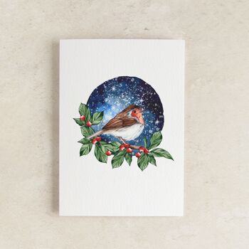 Carte de voeux de Noël aquarelle Robin 4