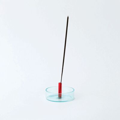 Duo Tone Glass Incense Holder - Blue / Red