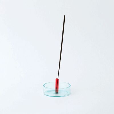 Porte-Encens en Verre Duo Tone - Bleu / Rouge