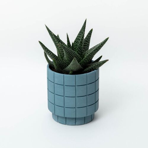 Tile Plant Pot - Steel Blue