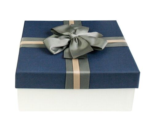 Cream Box with Blue Lid - 23.5 x 23.5 x 10 cm