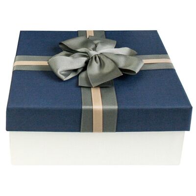 Cream Box with Blue Lid - 23.5 x 23.5 x 10 cm