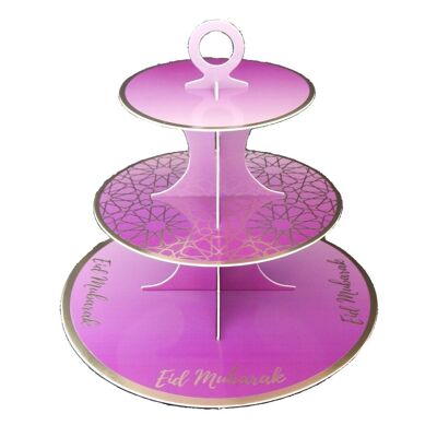 Soporte para cupcakes Eid Mubarak - Morado y dorado