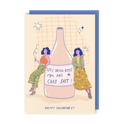 Rose and Chat Galentines Card pack of 6