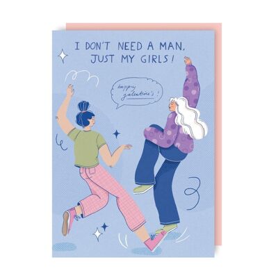 Don't Need a Man Galentines Card pack of 6
