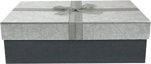 Dark Grey Box with Silver Lid - 24.5 x 17 x 6.5 cm