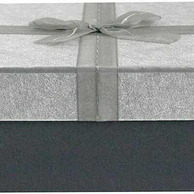 Dark Grey Box with Silver Lid - 24.5 x 17 x 6.5 cm