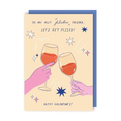 Let's Get Pissed Galentines Card pack of 6