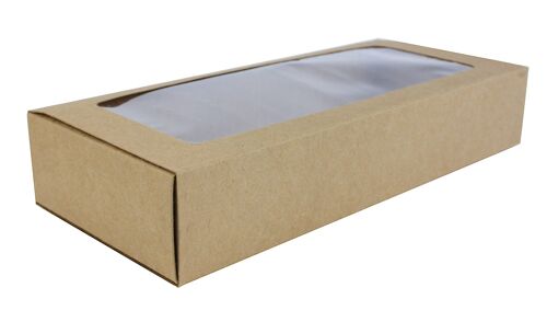 Pack of 12 Rectangle, Brown Kraft Box with Clear Window Lid