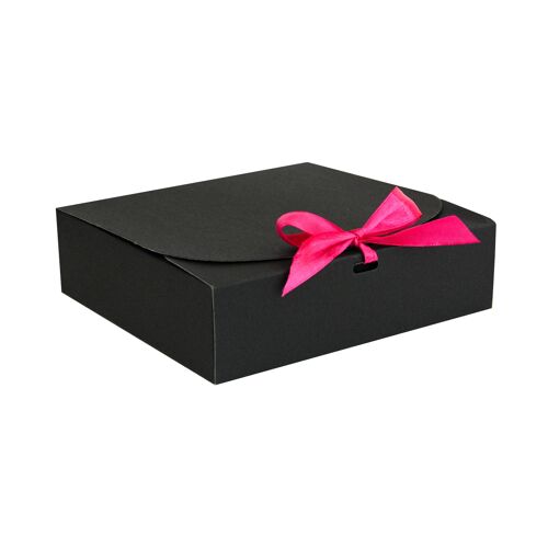 Pack of 12 Black Kraft Box with Hot Pink Bow Ribbon
