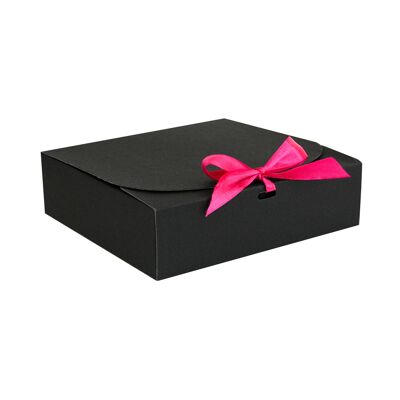 Pack of 12 Black Kraft Box with Hot Pink Bow Ribbon