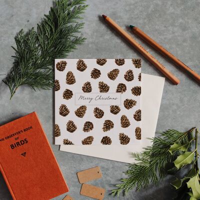 Christmas Pinecone Watercolour Sustainable Greetings Card
