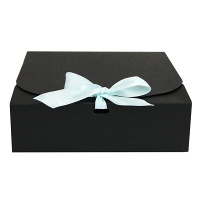 Pack of 12 Black Kraft Box with Light Blue Bow Ribbon