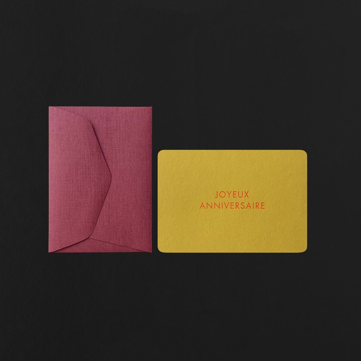 Mini Happy Birthday banana card + mini raspberry envelope
