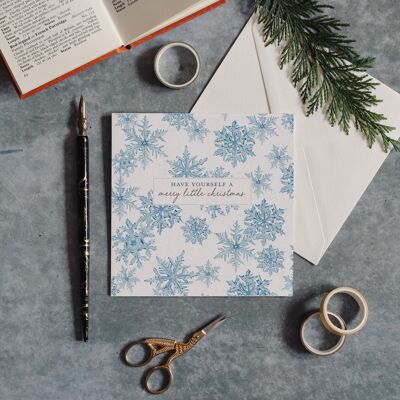 Cartolina d'auguri sostenibile dell'acquerello del fiocco di neve di Natale