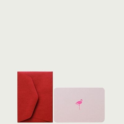 Mini carte + enveloppe flamant rose