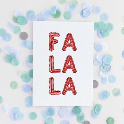 Fa La La Watercolour Balloon Christmas Greetings Card