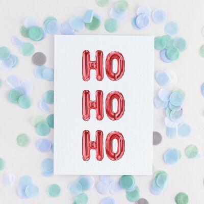 Ho Ho Ho Watercolour Balloon Christmas Greetings Card