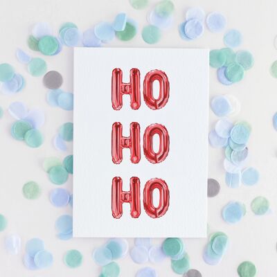 Cartolina d'auguri di Natale con palloncino ad acquerello Ho Ho Ho