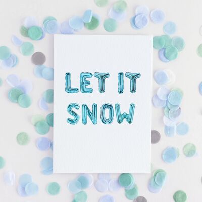 Tarjeta de felicitación de Navidad con globos de acuarela Let it Snow