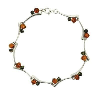 Sterling Silver and Mixed Amber Bracelet with Presentation Box