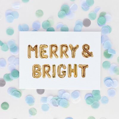 Cartolina d'auguri di Natale con palloncino acquerello allegro e luminoso