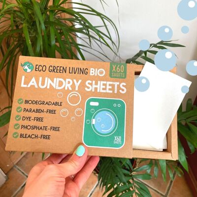 Feuilles de détergent à lessive x 60 (sans parfum) Eco Green Living