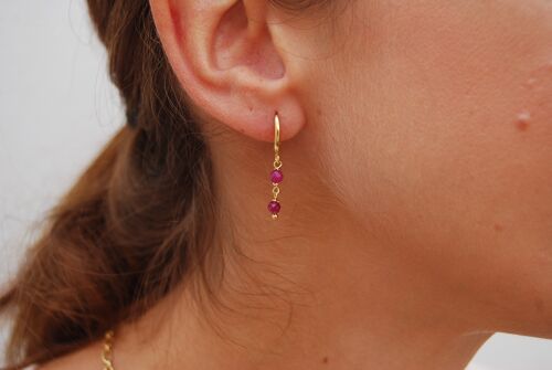 Silver 925 hoops earrings with ruby.