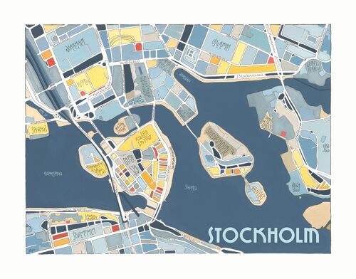 Affiche illustration ville de STOCKHOLM Décoration murale