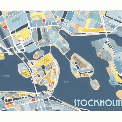 STOCKHOLM Stadtillustrationsplakat Wanddekoration