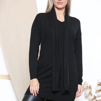 Black long jumper with sparkle scarf