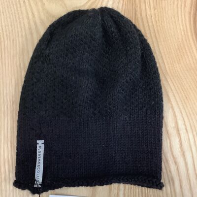 Corum Black Beanie in Baby Alpaca and Mohair wool. Man and woman