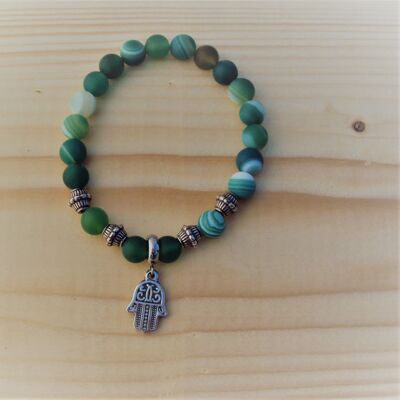 Gemstone bracelet made of green striped agate