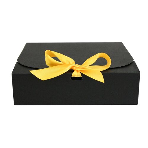 Pack of 12 Black Kraft Box with Yellow Bow Ribbon