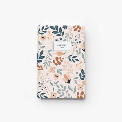 Agenda 2023, motif floral beige