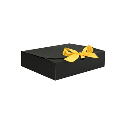 Pack of 12 Black Kraft Box with Yellow Bow Ribbon