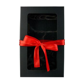 Lot de 12 Boîtes Kraft Noir, Couvercle Transparent & Ruban Satin Rouge 5