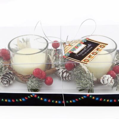 Set Bianco Di 2 Portacandele Con Corona